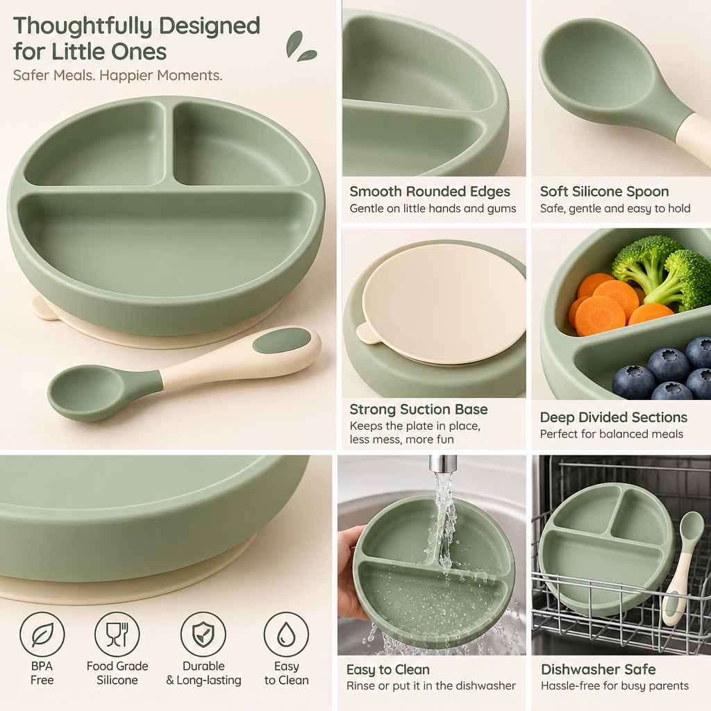velmarden™ Silicone Suction Plate & Spoon Set