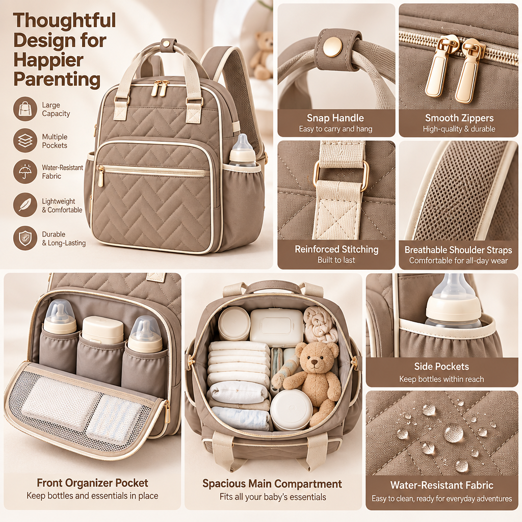 velmarden™ Quilted Diaper Backpack