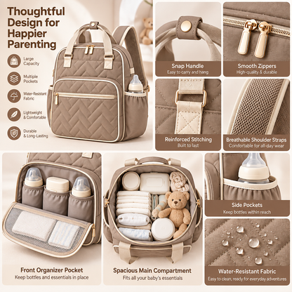 velmarden™ Quilted Diaper Backpack