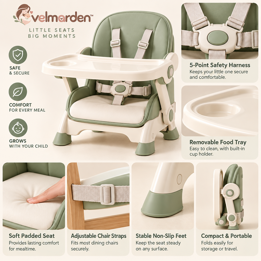 velmarden™ Foldable Travel Booster High Chair