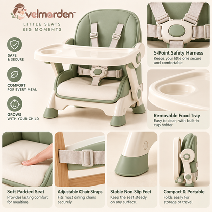 velmarden™ Foldable Travel Booster High Chair