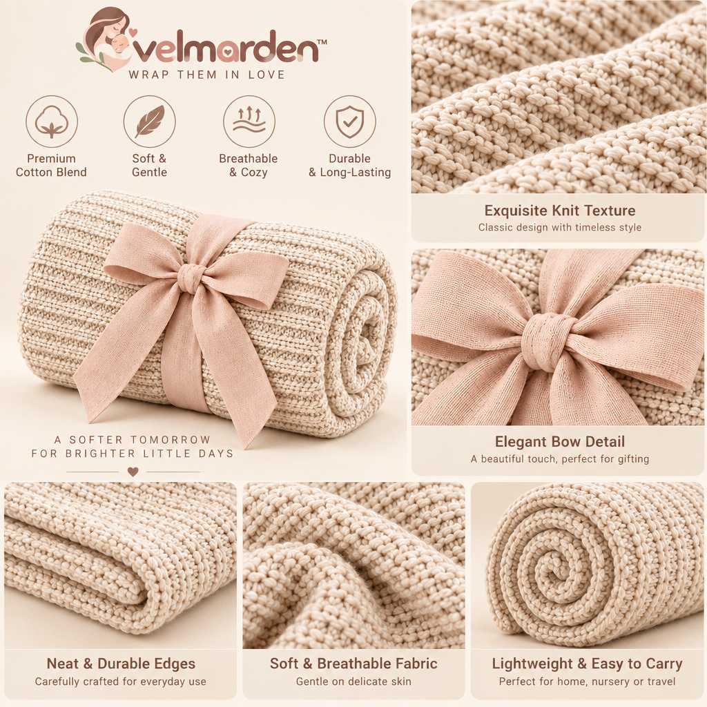 velmarden™ Textured Knit Baby Swaddle Blanket