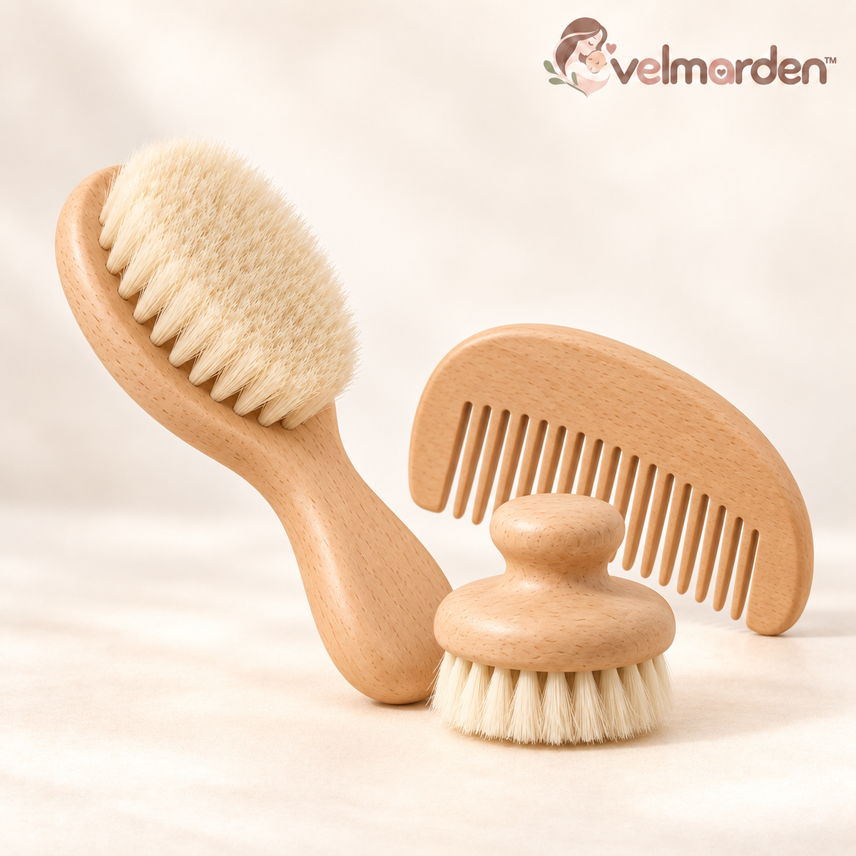 velmarden™ Natural Baby Grooming Brush Set
