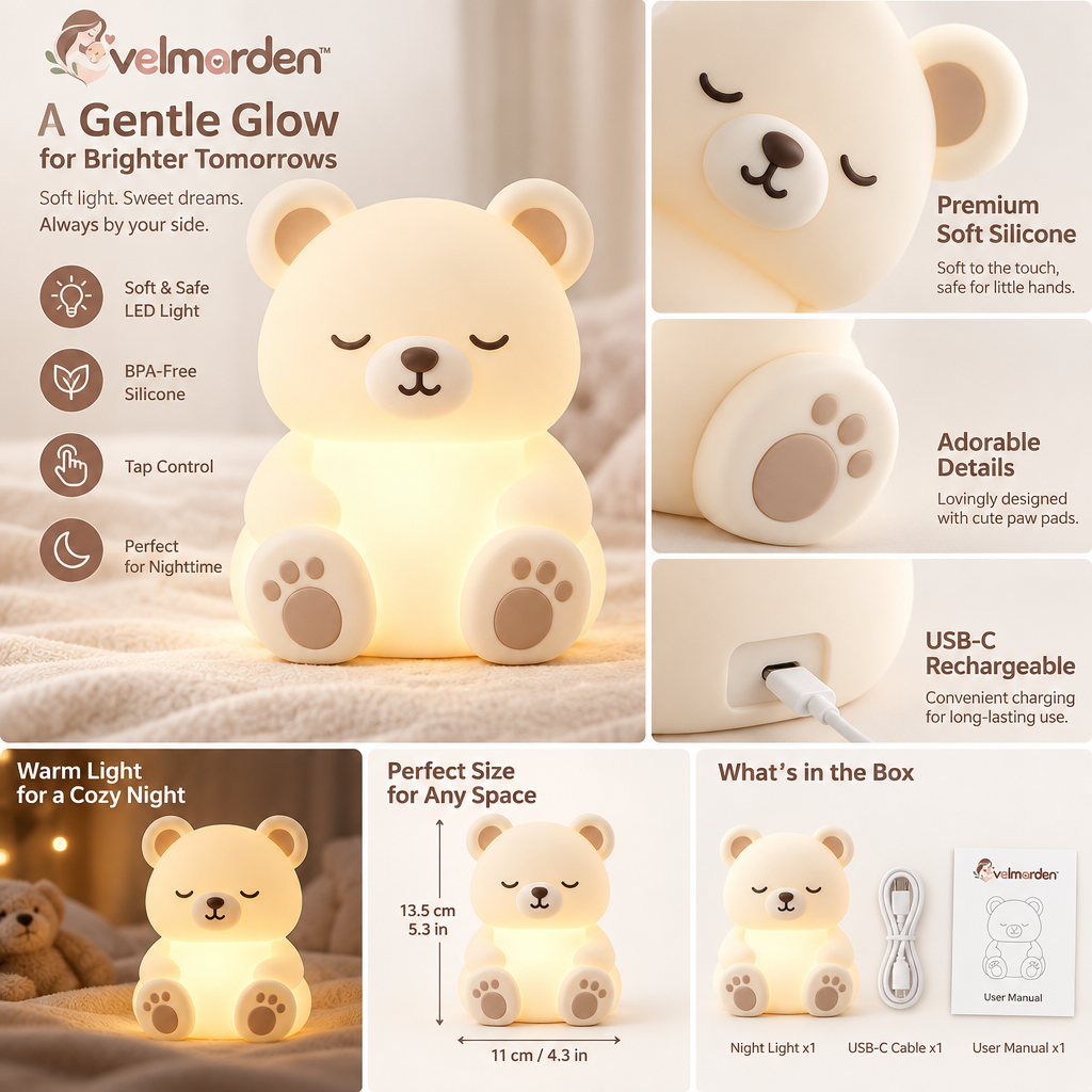 velmarden™ Sleepy Bear Nursery Night Light